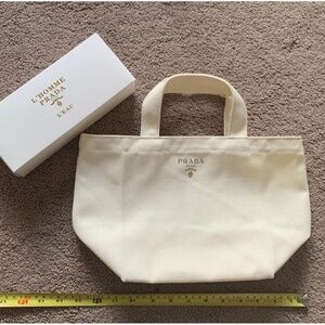 NIB Prada L'Homme White Canvas Tote